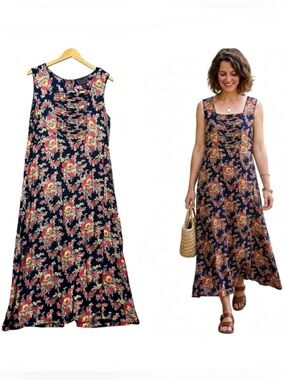 April Cornell Vintage Y2K Floral Faux-Wrap Maxi Dress size S